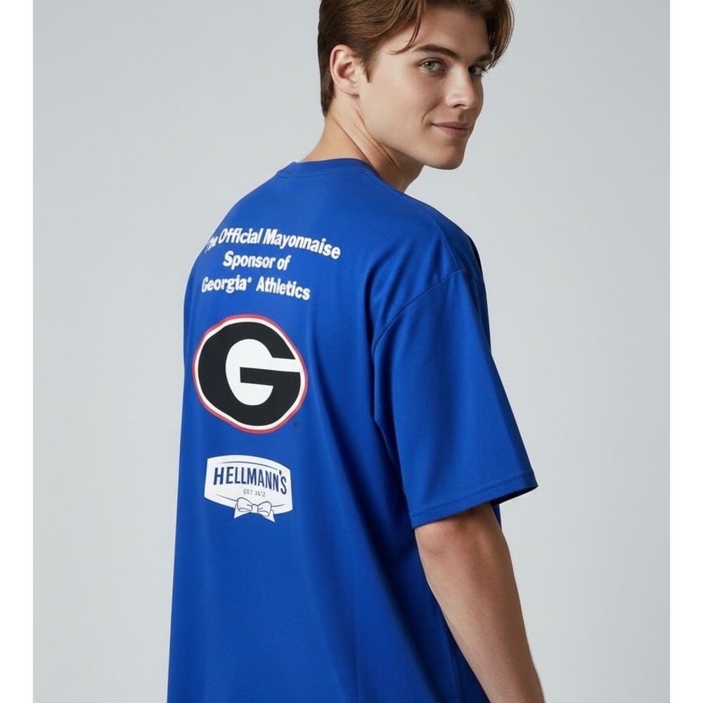GEORGIA BULLDOGS Collab Hellmann's Mayo T-Shirt Mens Large Royal Blue Football